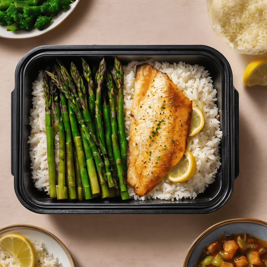 A meal in a bla 1 Grilled Chiken & Whit rice